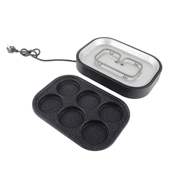 6-huls æggstegepande Nonstick-morgenmadspande Multifunktionel morgenmadsmaskine Hamburgermaskine med låg