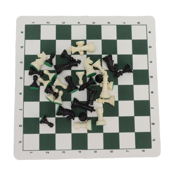 Plast Schackpjäser med PU-imitation Läder Schackbräde Internationella Schackfigurer Leksakssats