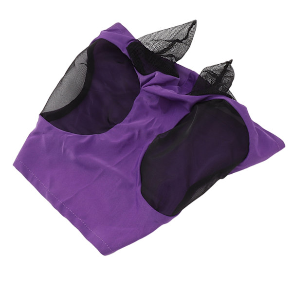 Horse Mesh flugmask Andas elastisk hästansiktsmask med öronskydd Ridutrustning för ridsport Lila