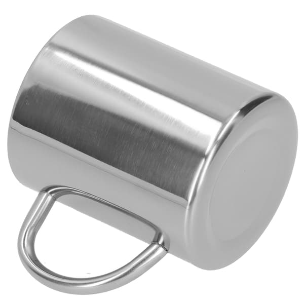 Mug Cup 304 Stainless Steel Double Layer Anti Scalding Coffee Tea Water Cup with Handle 400ml (Silver)