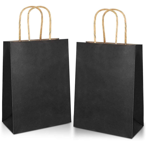 20 st svarta presentpåsar, 21 * 11 * 27 cm papperspåsar med handtag, gjorda av 130gsm tjockt kraftpapper