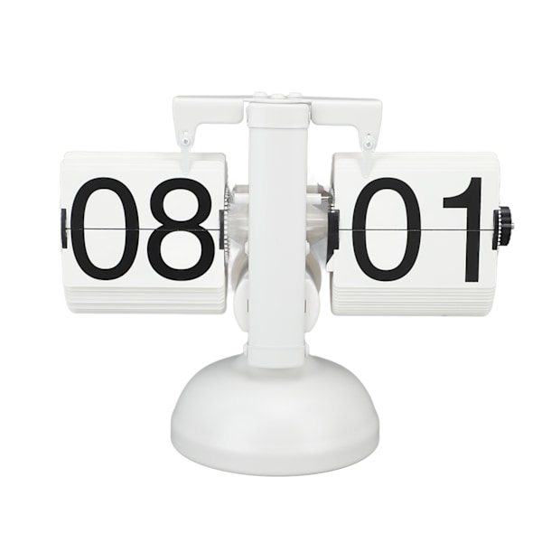 Flip Clock Large Number Batteridriven 304 rostfritt stål Bordsskiva Retro Flip Clock för hemmakontor 24 timmar Helvit