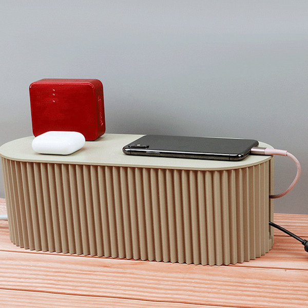 Nordisk Pluggbrett Oppbevaringsboks Tråd Kabel Oppbevaringsveske Organizer Box Sokkel Plugg Trådløs WiFi Router Brett Fest for Hushold Khaki Liten Størrelse