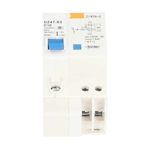 Mini MCB afbryder 1P+N 10A 230V 400V 30mA 6000A brydeevne til hjemmet