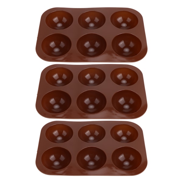 3 stk 6 hul silikone bageform Halvkugle Chokoladebomber Form til kagepudding