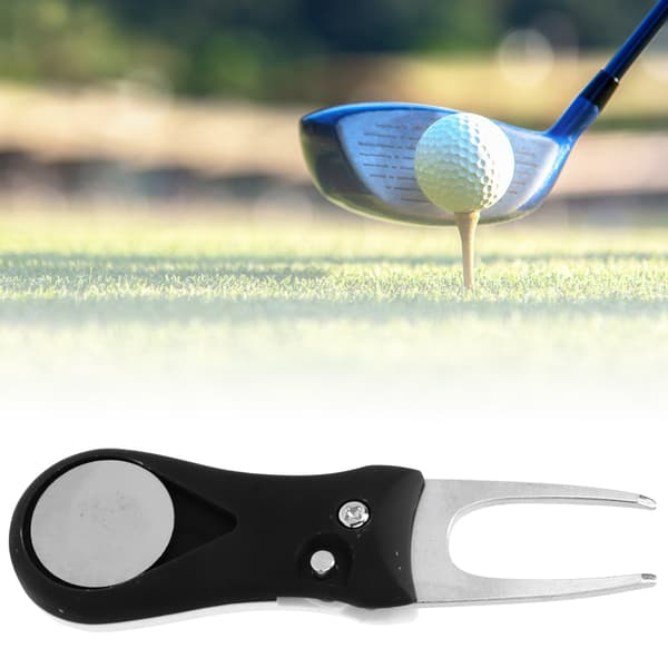 304 Stainless Steel ABS Plastic Handle Golf Spring Divot Repair Pitch Putting Fork Tool for Training Practice Black