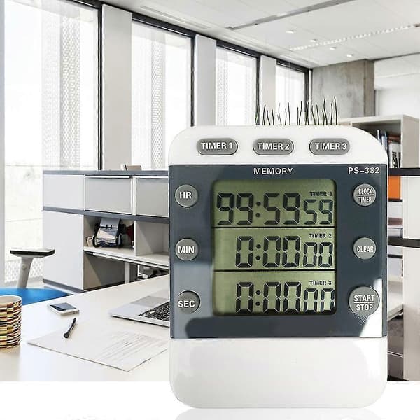 Kjøkken 3-kanals digital timer med magnetisk nedtellingstimer Kompatibel med matlaging