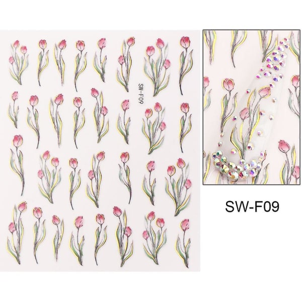 Spring Tulip Nail Art Sticker SW-F09