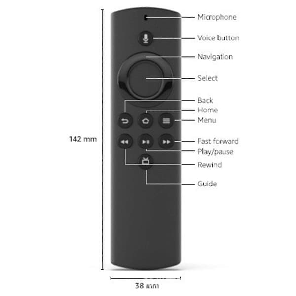2X H69A73 Stemmefjernkontroll Erstatning Kompatibel med Fire TV Stick Lite med stemmefjernkontroll[LD] Black