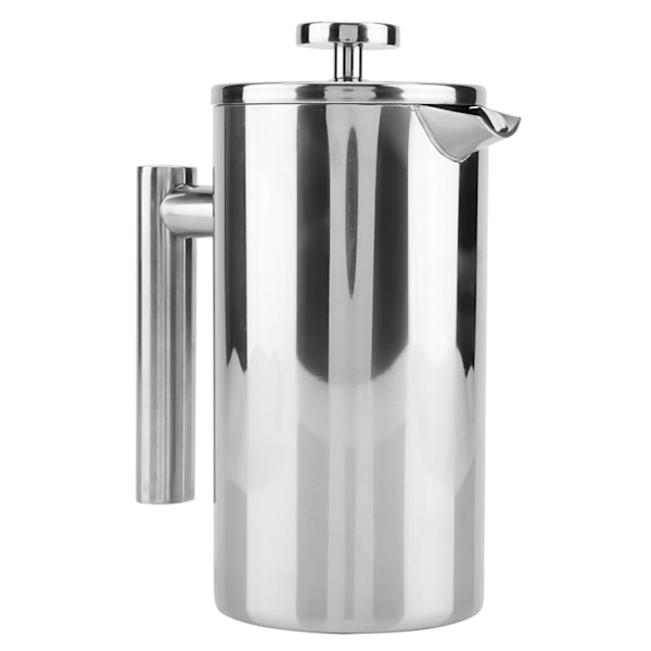 Dubbelväggig kaffebryggare i rostfritt stål fransk press tekanna med filter (1000 ml)