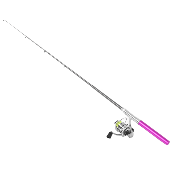 Bärbar Mini Pen Forma Fiske Spö Stång Fick Retractable Fiske Spö med Rulle HjulLila