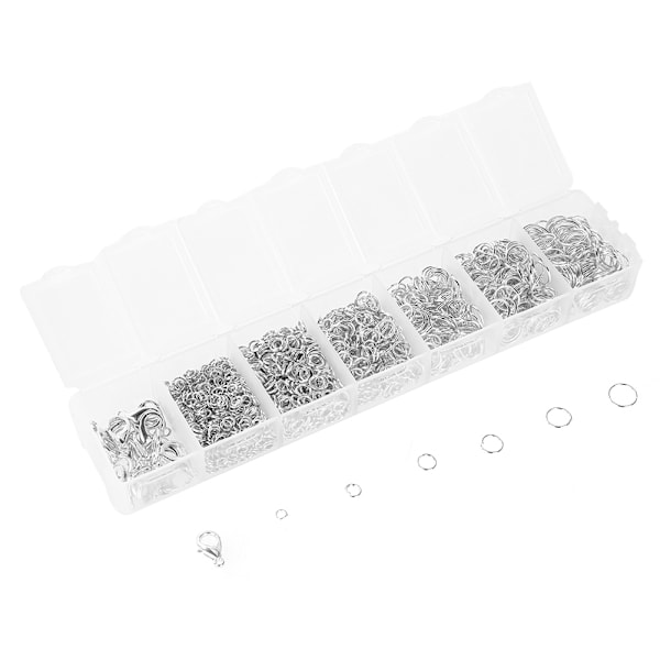 Smycketillbehör i blandat stål Öppna hoppringar Gör-det-själv fyndset (silver)