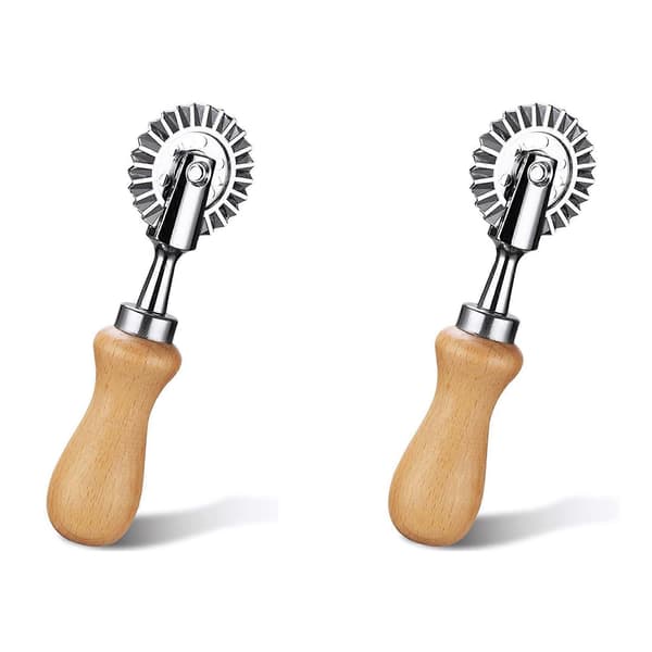 2X Deigkutter - Pastakutterhjul - Raviolikutterhjul Deigkutter for kjøkkenpastatilbehør Silver