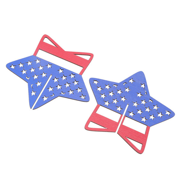 2 st självständighetsdagen trästjärnblock Patriotisk stående dekor 4 juli Bordsskiva prydnad