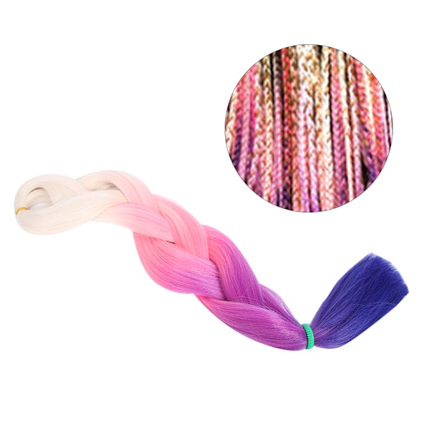 Jumbo flettehår Hvit Rosa Lilla Mørkblå Gradient Farge Syntetisk Twist Fletter Hårextensions