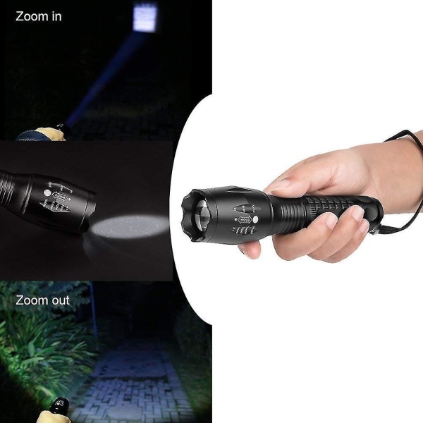 Led-taskulamppu Kädessä pidettävä Super Lumenin zoomattava ja vedenpitävä retkeilyulkovalo U.S. charging