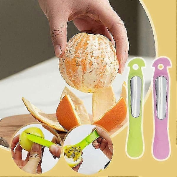 Appelsinskreller i rustfritt stål med fruktstripper og grapefruktskrellerverktøy Green