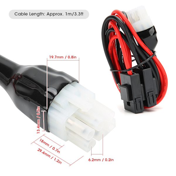 1m/3.3ft Autoradion Virtakaapeli Lyhyet Aallot Sopii Yaesu FT-857D FT-897D