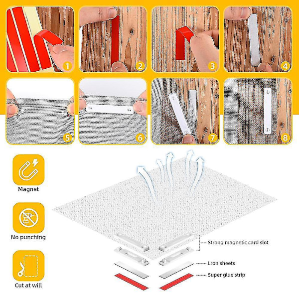 Magnetiske Vindusnettklips - 12 stk Hvit, Selvklebende, Insektsbeskyttelse