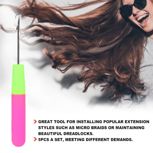 Virkad spärrnål Nålar Hårförlängning Flätning Hantverk Skill Tool Kit M