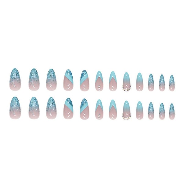 Mantelin muotoinen sininen Diamond Glitter Nail Art