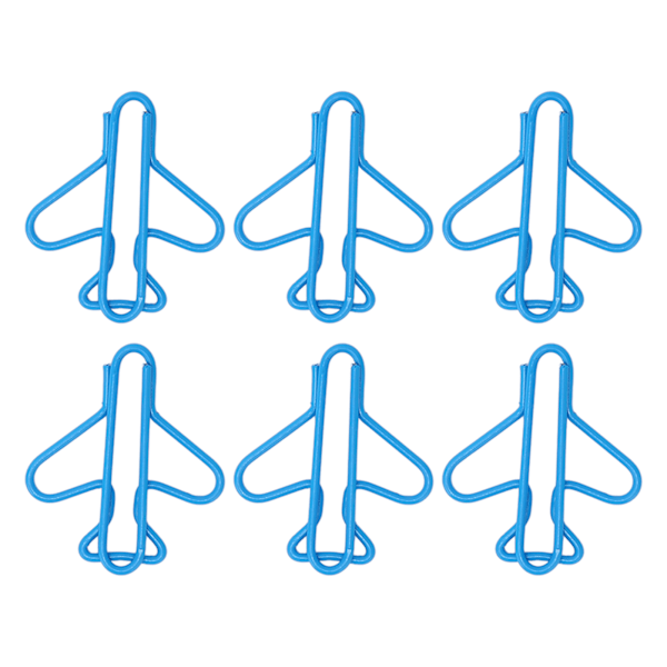 100 st Söta Gem av Papper Flygplansform Design Täckta Trådar Ljus Färg Fancy Pappersklämmor för Scrapbook Kort Pappershantverk Blå