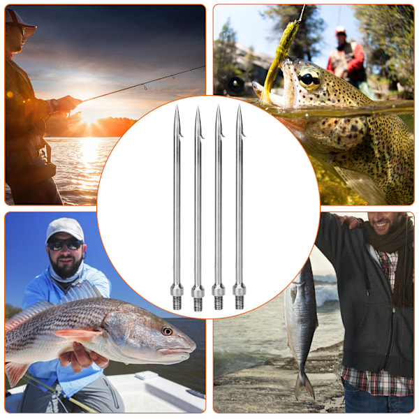 4 stk rustfrit stål Harpun Gig Gaff Krog Barb Fiskespyd til udendørs fiskeudstyr