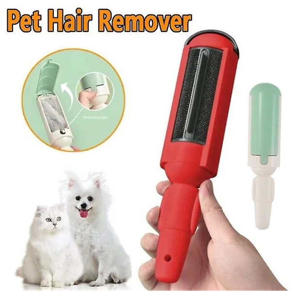 Pet Cat Hårborttagningsrulle Dubbelsidig hårborstrullskrapa Multifunktions luddborttagare green