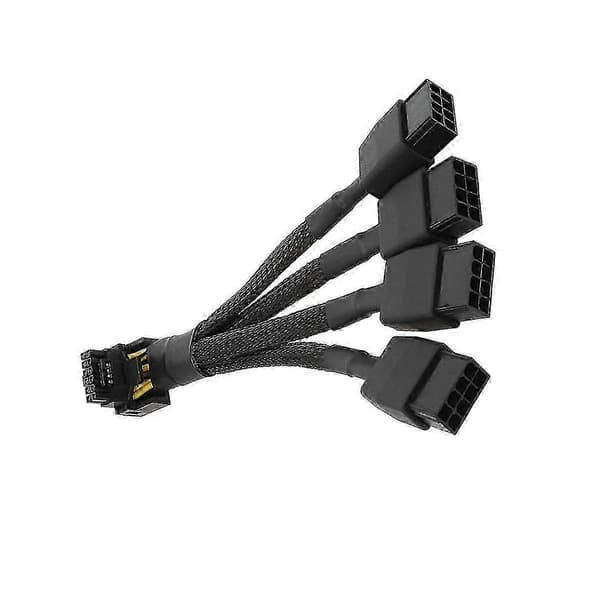 4x8-bens PCI-E til 16-bens 12VHPWR albuekabel til RTX 4090 RTX 4080 grafikkort Black