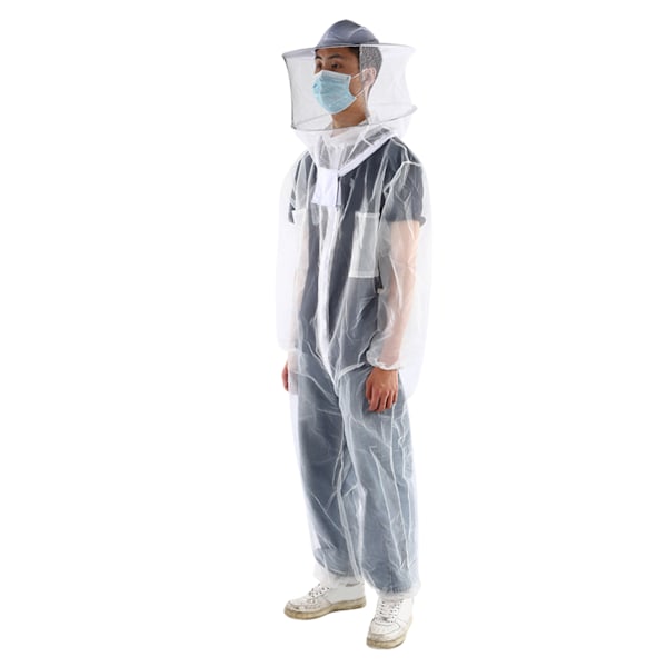 Anti Bee Biting Transparent Onepiece Nylon Mesh Biodlingsdräkt Bee Kläder Klädertillbehör(L)