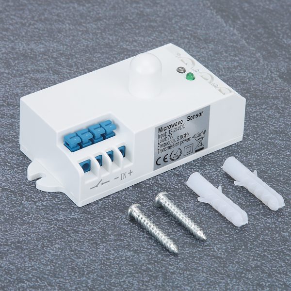 5,8 GHz Intelligent Body Induktionsströmbrytare Mikrovågsradarljussensorströmbrytare DC 12-24V