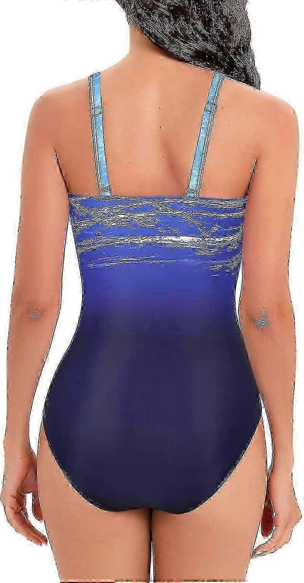 Badedragt Dame Mavekontrol Badedragt Plus Size Badedragt[LD] Farbverlauf Blue L