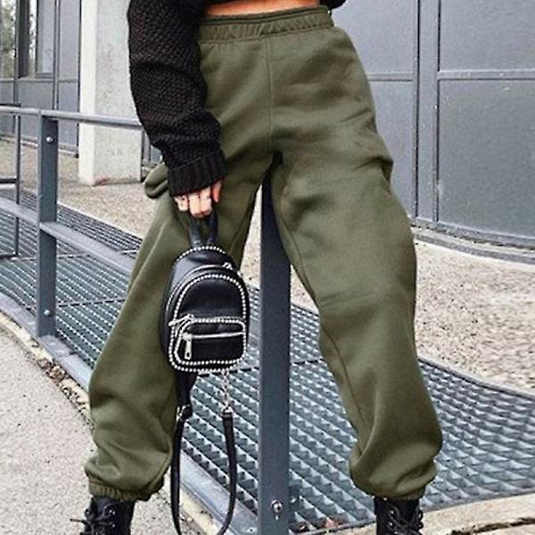 Afklappede Oversize Joggingbukser til Kvinder Tracksuit Bukser XL Army Grøn