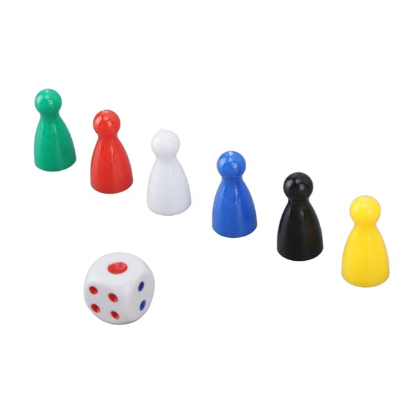 30PCS 6 Color Chess Pieces 5PCS 6-Sided Dice Plastic Chess Game Dice Set for Board Game Components