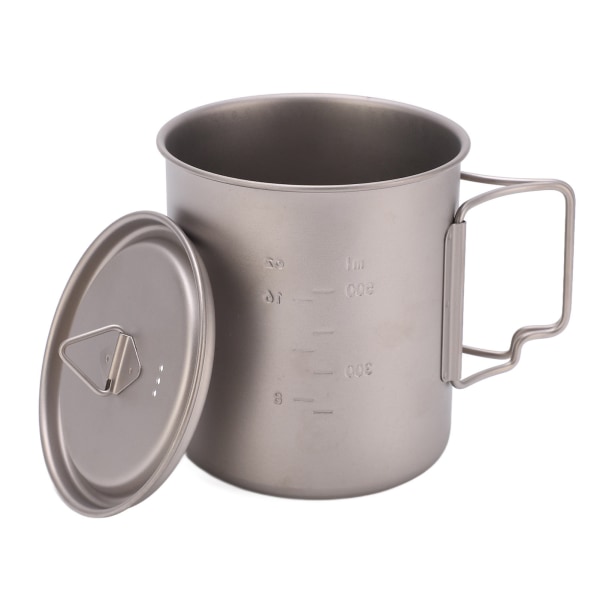 750 ml utomhus vattenmuggar i titan med hopfällbara handtag Bärbar camping i titan vattenkopp