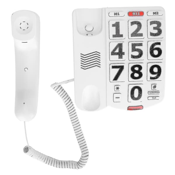 Fastnettelefon til seniorer med store knapper, fastnettelefon til hørehæmmede seniorer