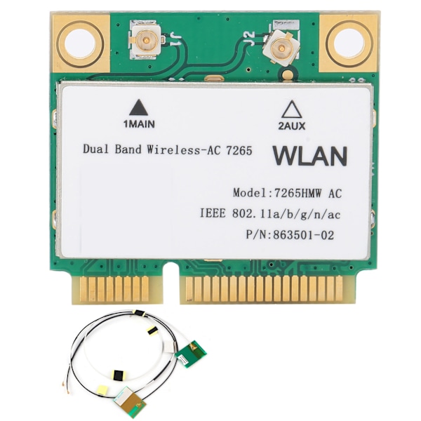 Trådløst Netværkskort Dobbelt Bånd 7265HMW 802.11AC Mini PCIE WiFi BT4.2 Adapter 2 Antenne