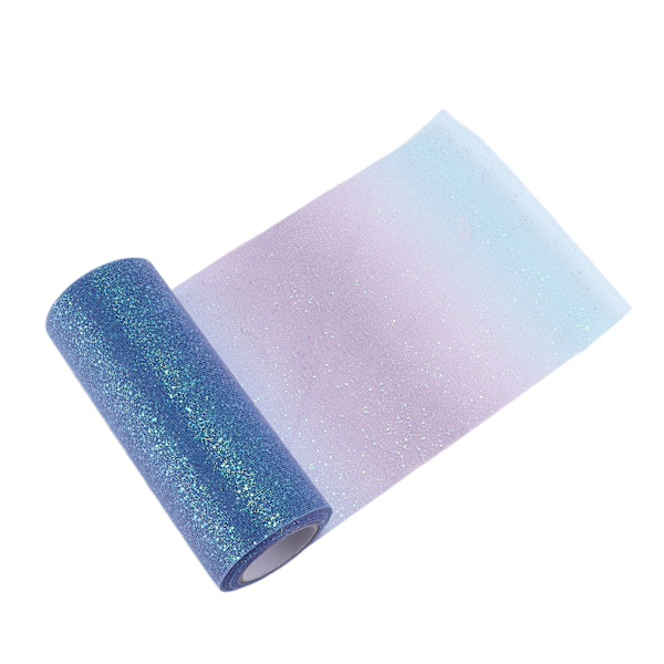 Regnbågsglittertyll Lång Flexibel Utsökt Bekväm Praktisk Bred Användning Glittrande Tyll för Bröllopsfest Gradient Blå
