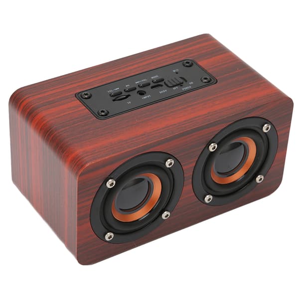 Retro Bluetooth-högtalare Inbyggd mikrofon Bärbar trådlös högtalare Stöder minneskort USB AUX MP3 Röd träådring
