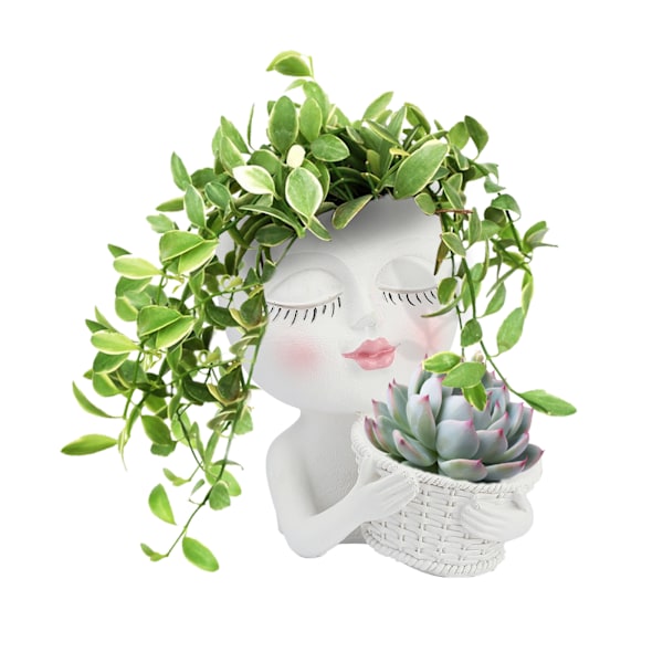 Skyltdocka blomkruka Resin Creative dubbel blomkruka Face blomkruka