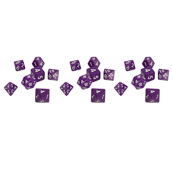 21-sidiga tärningssats, vattentät, säker, praktisk, pussel, bordsspel, polyedrisk tärningssats, lila