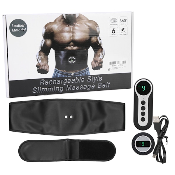 Smart mavemuskeltræner TENS PU Læder Slimming Belt Genopladelig midjetrimmer