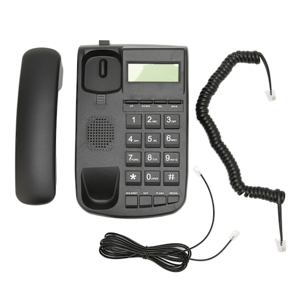 Telefon med sladd Nummerpresentation Stora knappar Volymjustering Väggfäste Skrivbordstelefon med sladd med LCD-bakgrundsbelysning
