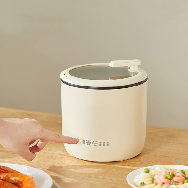 Mini riskoker Multifunksjonell hjem elektrisk riskokere Lav effekt sovesal Non Stick Congee koker CN 220V Hvit