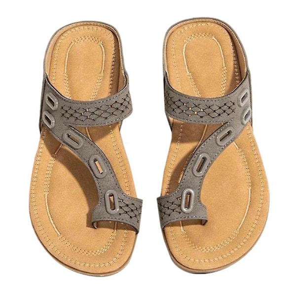 Sommergrå Ortopediske Strand Sandaler Kvinners Flat Slides Sko