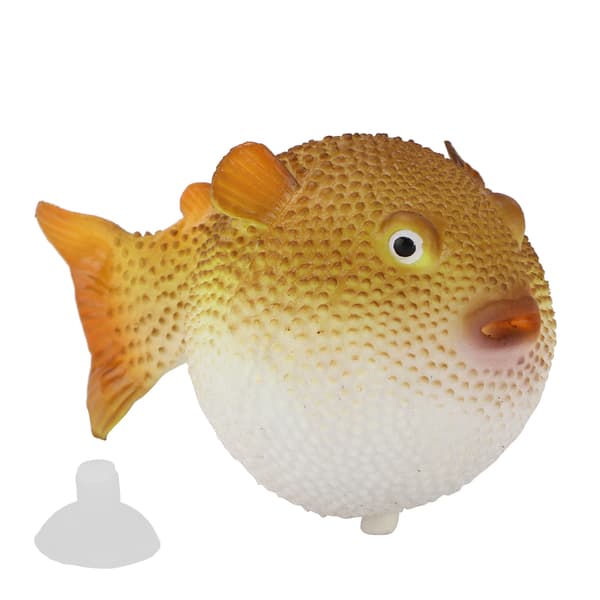 Akvarium Pufferfisk Lysende Simulation Gummifisk med Sugkop til Akvarium Orange