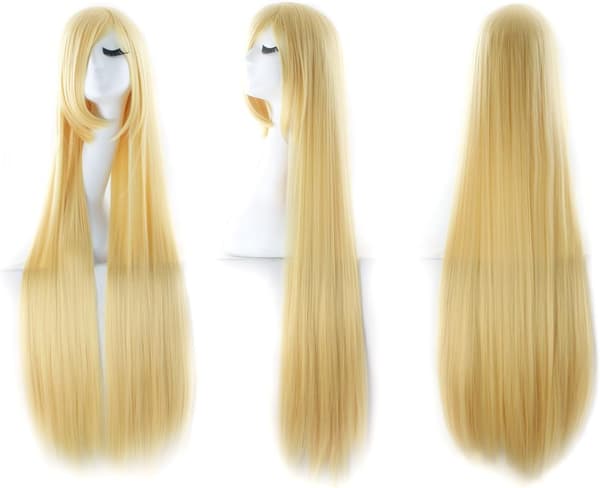 100 cm/39 tommer Mellemlang Lige Anime Paryk til Kvinder color 1