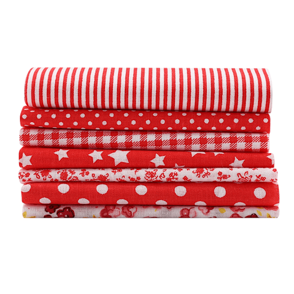 7st 50*50 cm Bomullstyg DIY Assorted Squares Pre Cut Sängkläder Kit Quarters Bundle (röd)