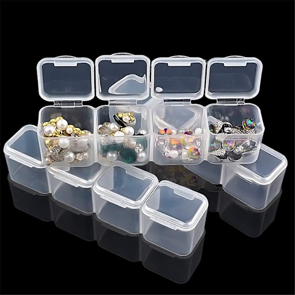 28 Ruter Transparent Akryl Neglekunst Dekorasjoner Oppbevaringsboks Strassperler Container Case