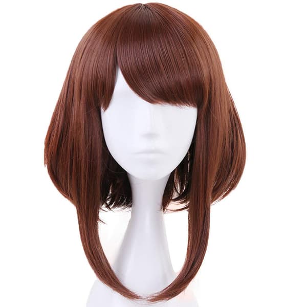 Kort Brun Bob Peruk med Lugg Cosplay Anime Makeup för Min Häst